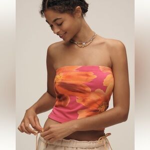The Sunny Strapless Tube Top Pilcro SZ XL NWT Floral Cotton Anthropologie